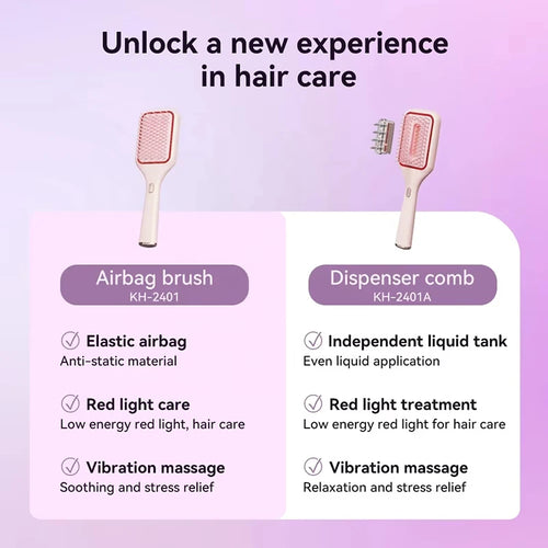 LED Red Light Therapy Hair Growth Brush with Serum & Oil Infuser | Vibrating Scalp Massager Comb for Thicker, Fuller Hair